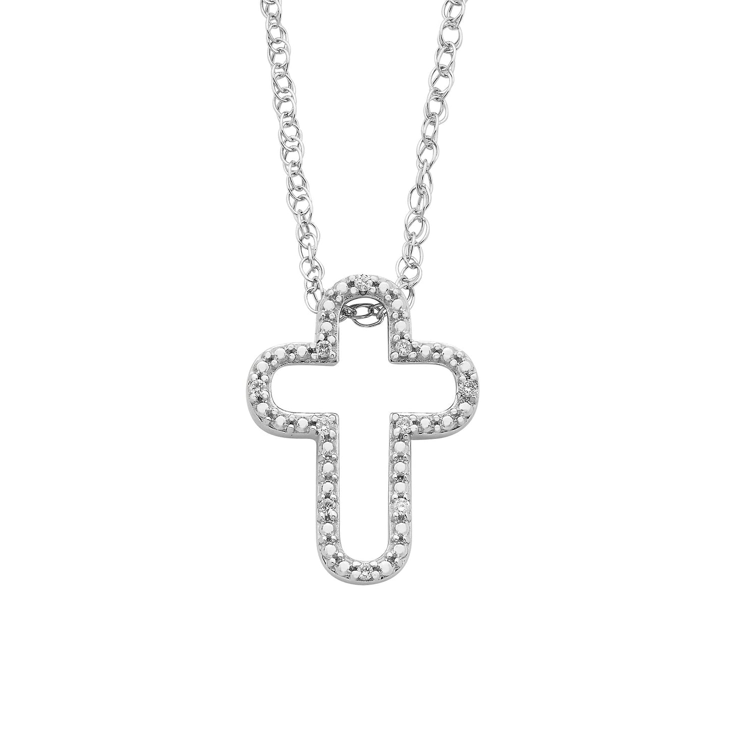 Diamond Mother & Daughter Cross Pendant in 14K Yellow Gold Sterling Silver