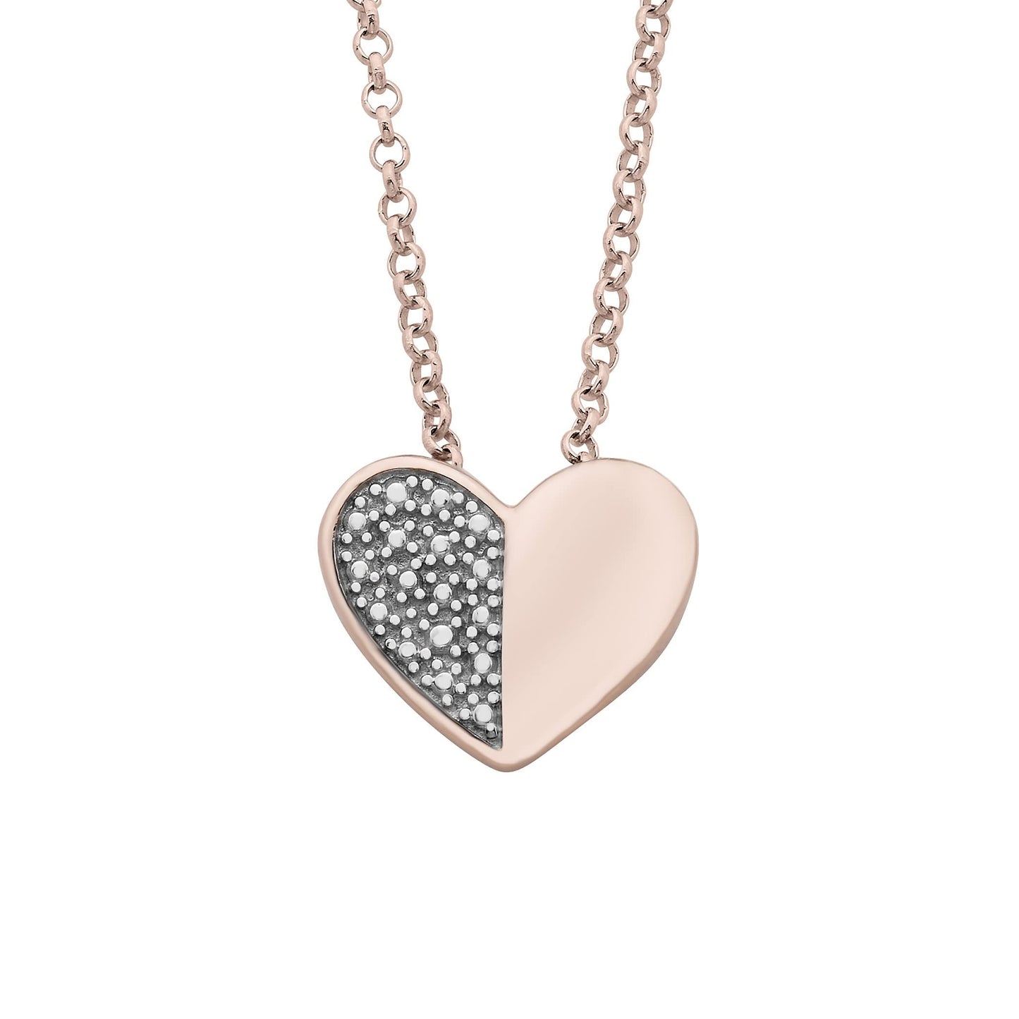 Diamond Mother & Daughter Heart Pendant in 14K Rose Gold Sterling Silver