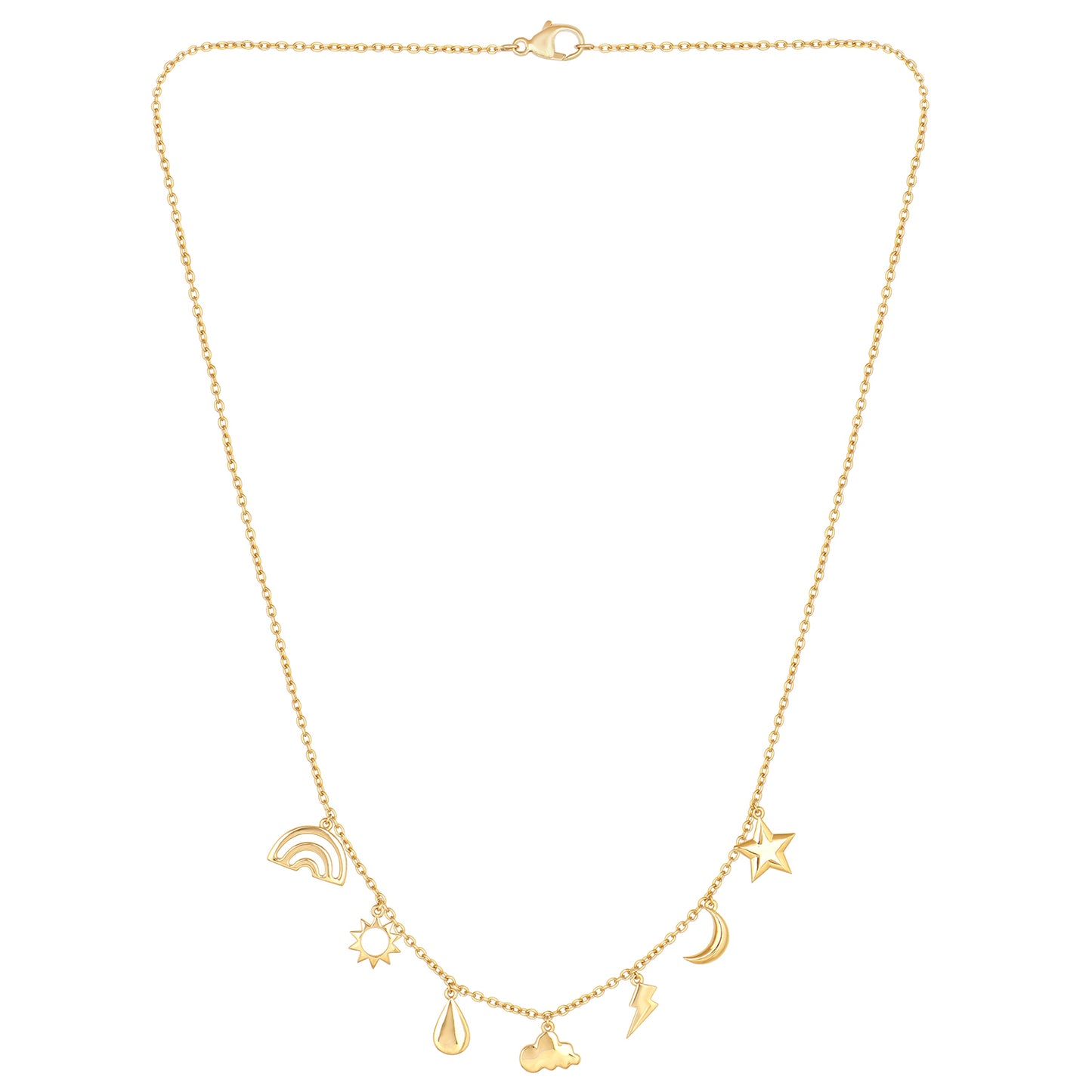 Mixed Charm Necklace in 14K Yellow Gold Plated Silver
