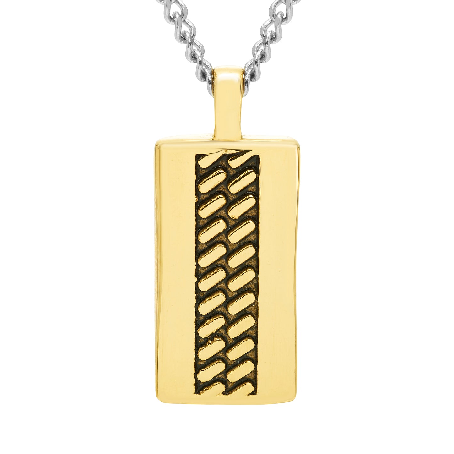 Bar Pendant in Yellow Ion-Plated 316L Stainless Steel on 24" Yellow Curb Chain