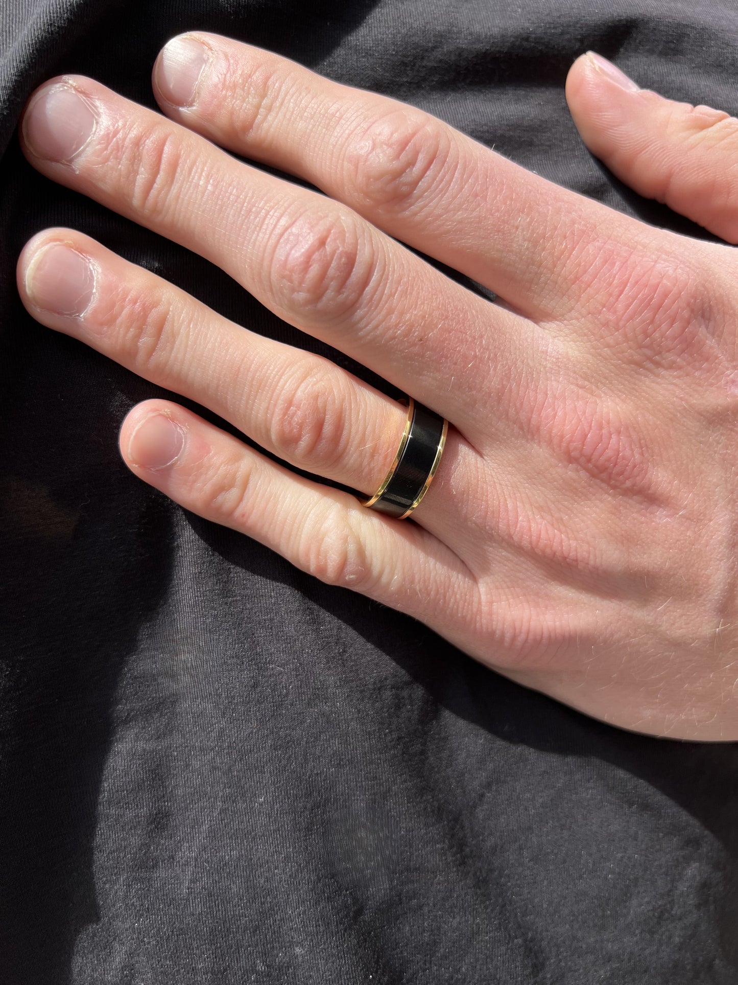 IP Black & Yellow Stainless Steel 8mm Channel Band Ring