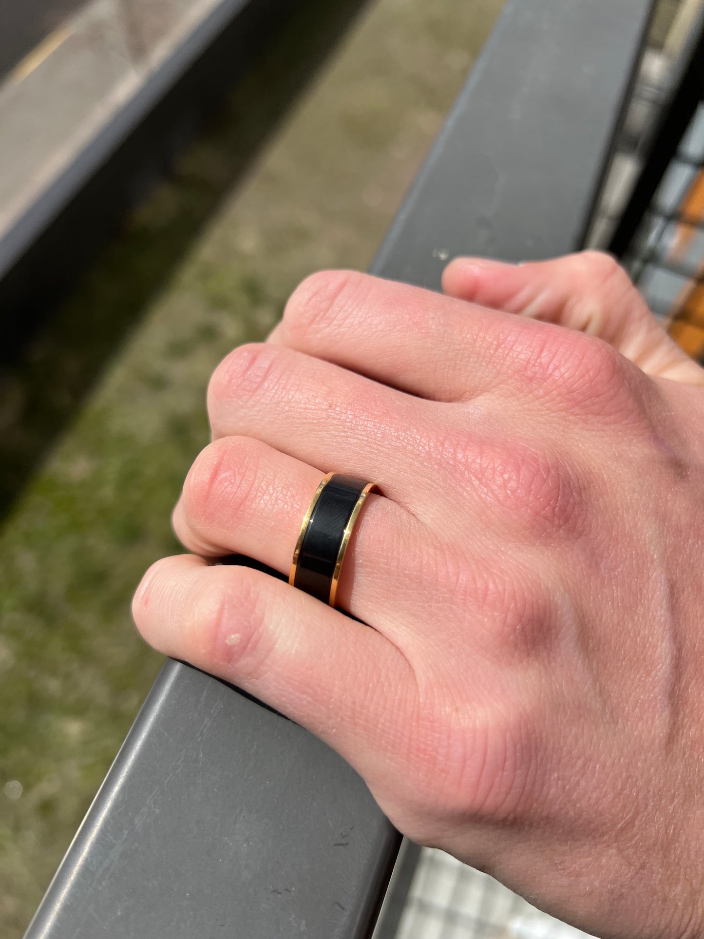 IP Black & Yellow Stainless Steel 8mm Channel Band Ring