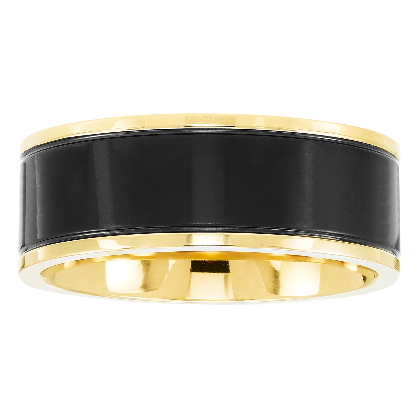 IP Black & Yellow Stainless Steel 8mm Channel Band Ring