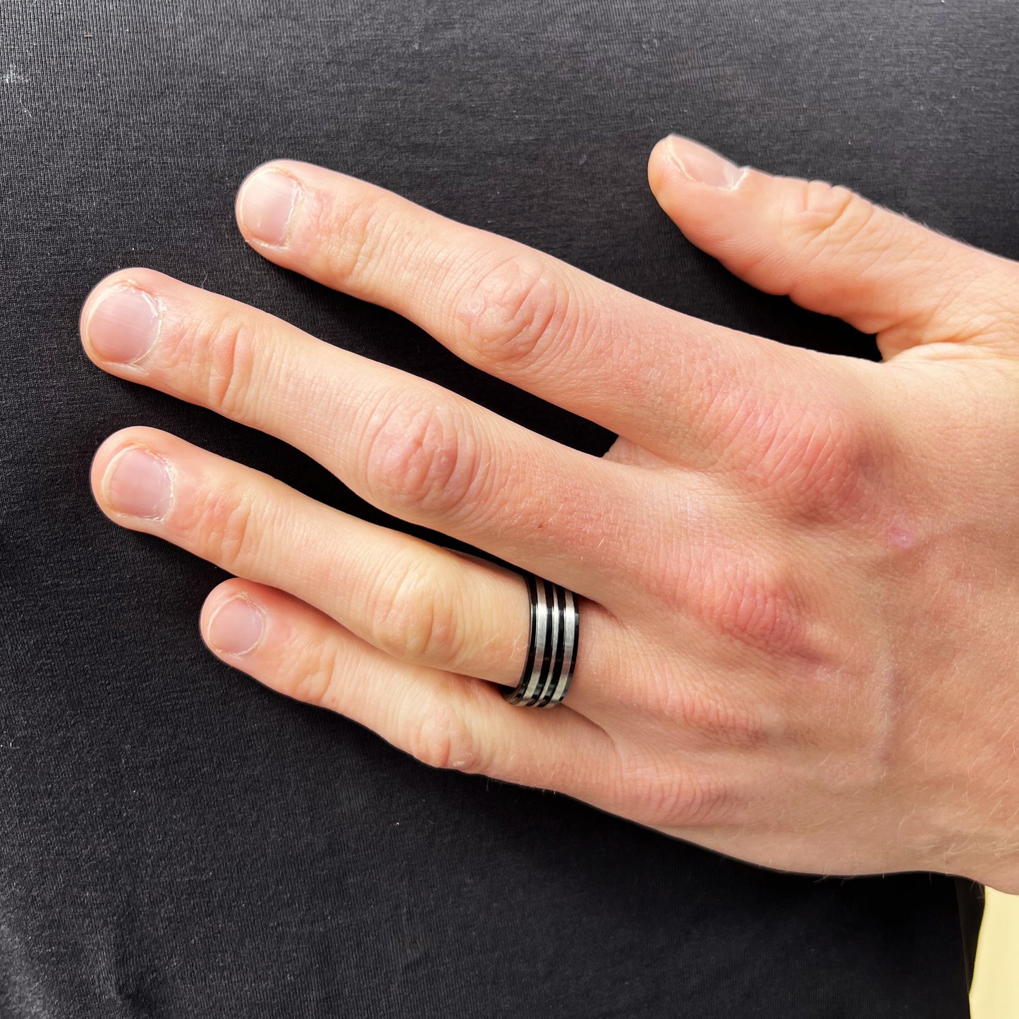 IP Black & Stainless Steel 8mm Channel Band Ring
