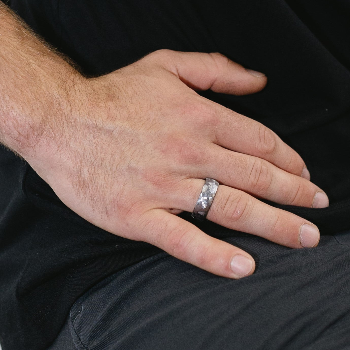 Tantalum 8mm Hammered Texture Band Ring