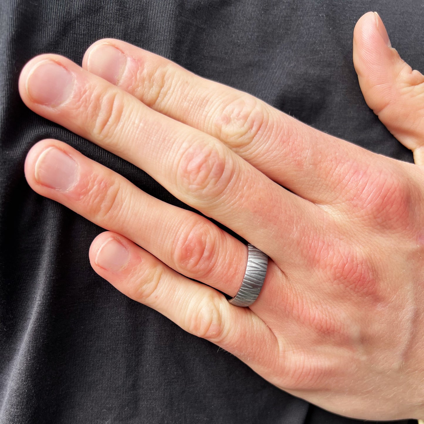 Tantalum 7mm Tree Bark Finish Band Ring