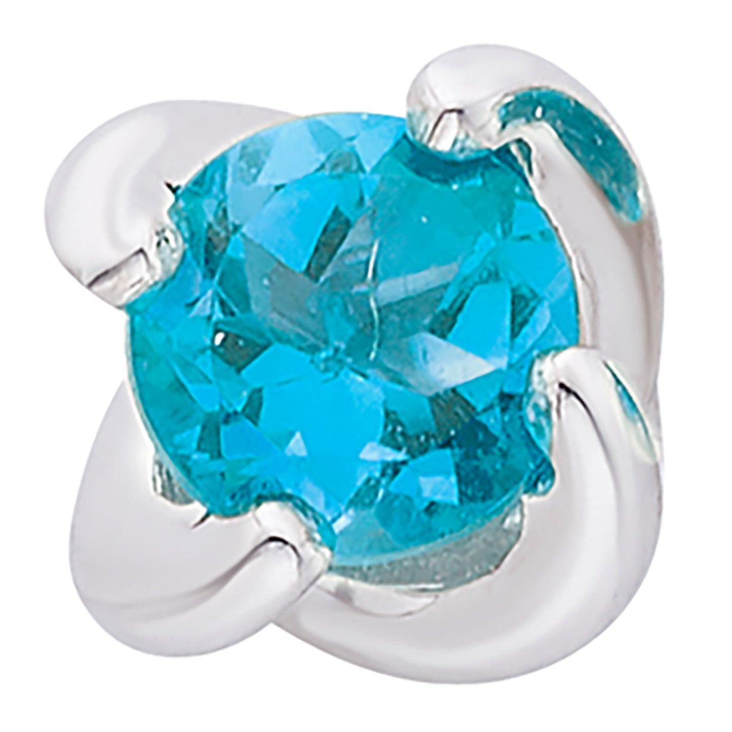 Genuine Blue Topaz Petite Twist Solitaire Sterling Silver Stud Earrings