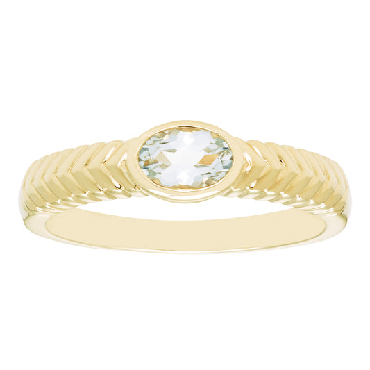 Oval Aquamarine Ring in 14K Yellow Gold Plated Sterling Silver