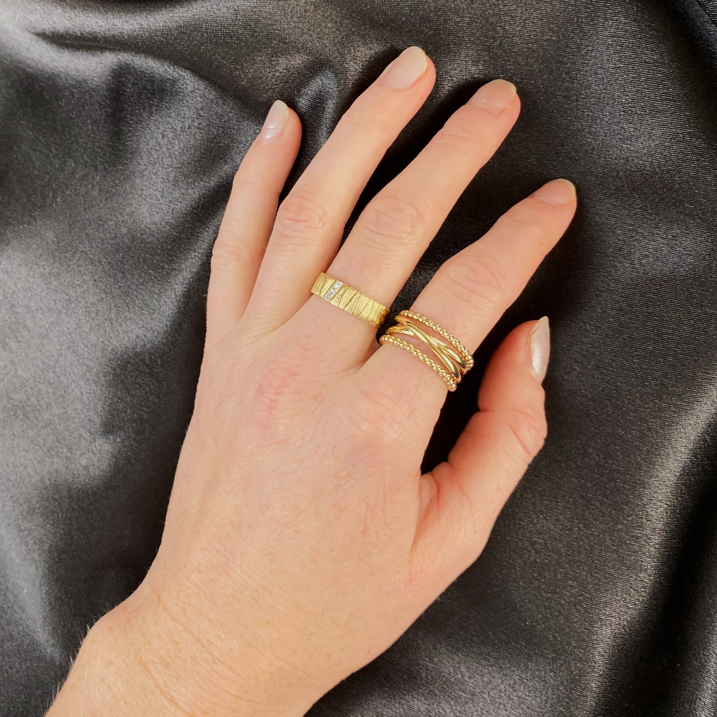Crossover Stack Ring in 14K Yellow Gold Plated Sterling Silver