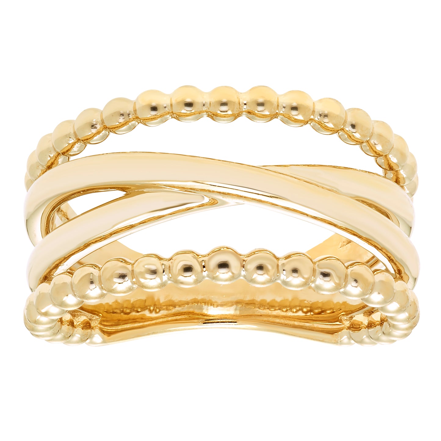 Crossover Stack Ring in 14K Yellow Gold Plated Sterling Silver