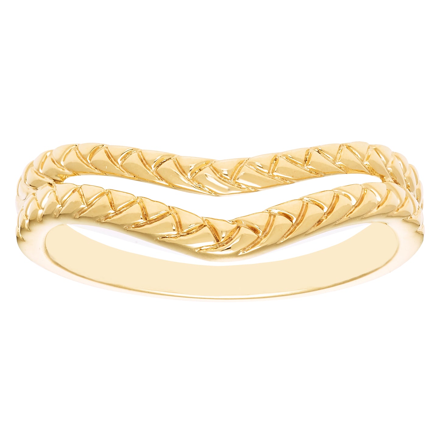 Curved Chevron Split Stacking Ring in 14K Yellow Gold Sterling Silver