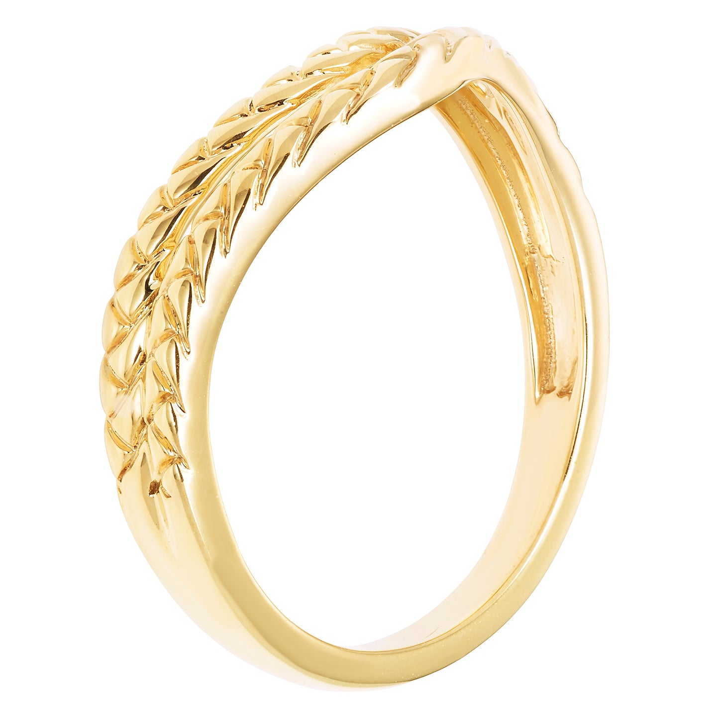 Curved Chevron Split Stacking Ring in 14K Yellow Gold Sterling Silver