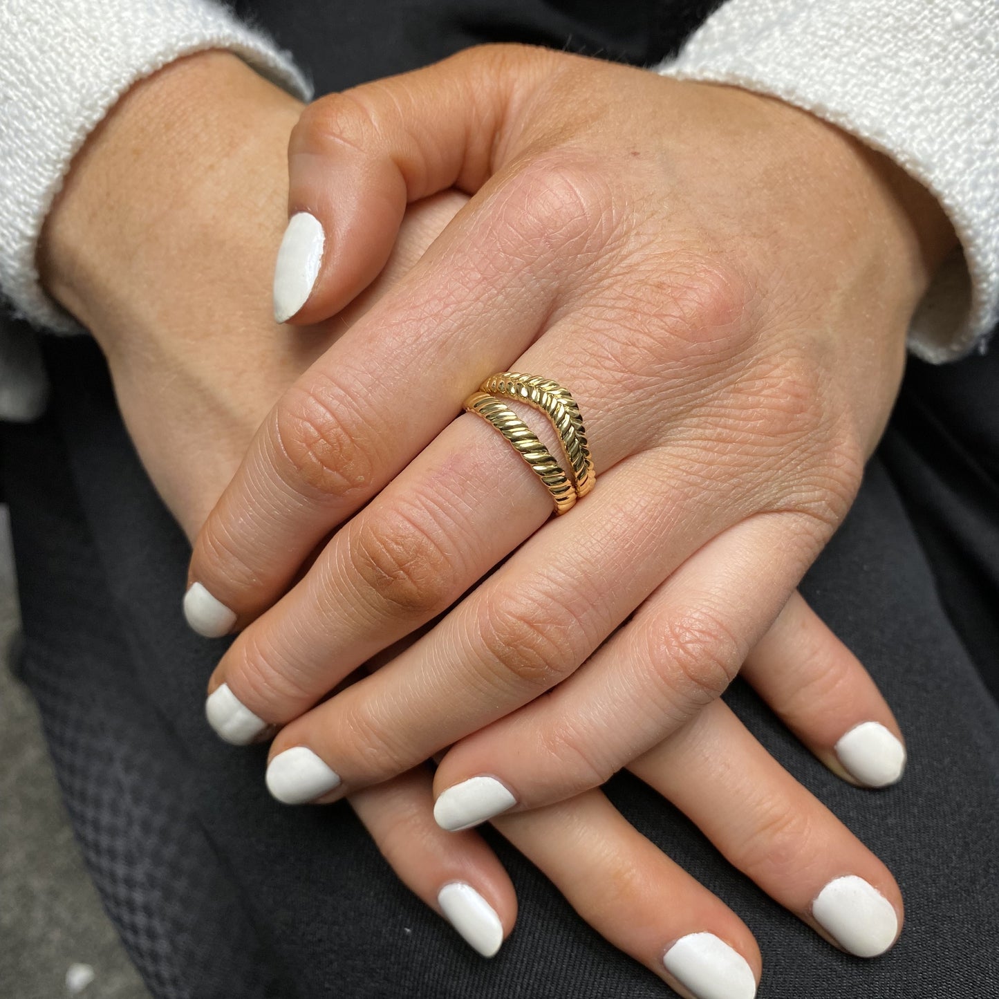 Cable Rope Stacking Ring in 14K Yellow Gold Sterling Silver
