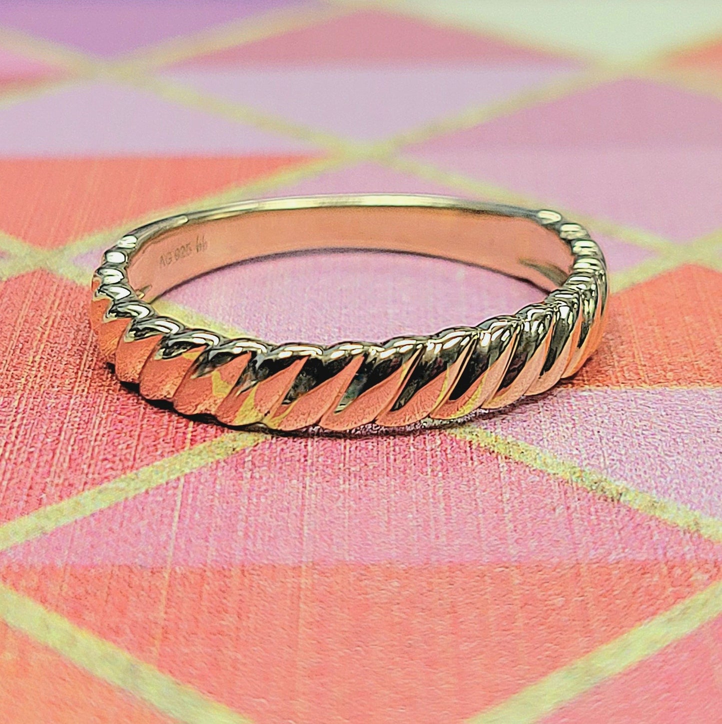 Cable Rope Stacking Ring in 14K Yellow Gold Sterling Silver