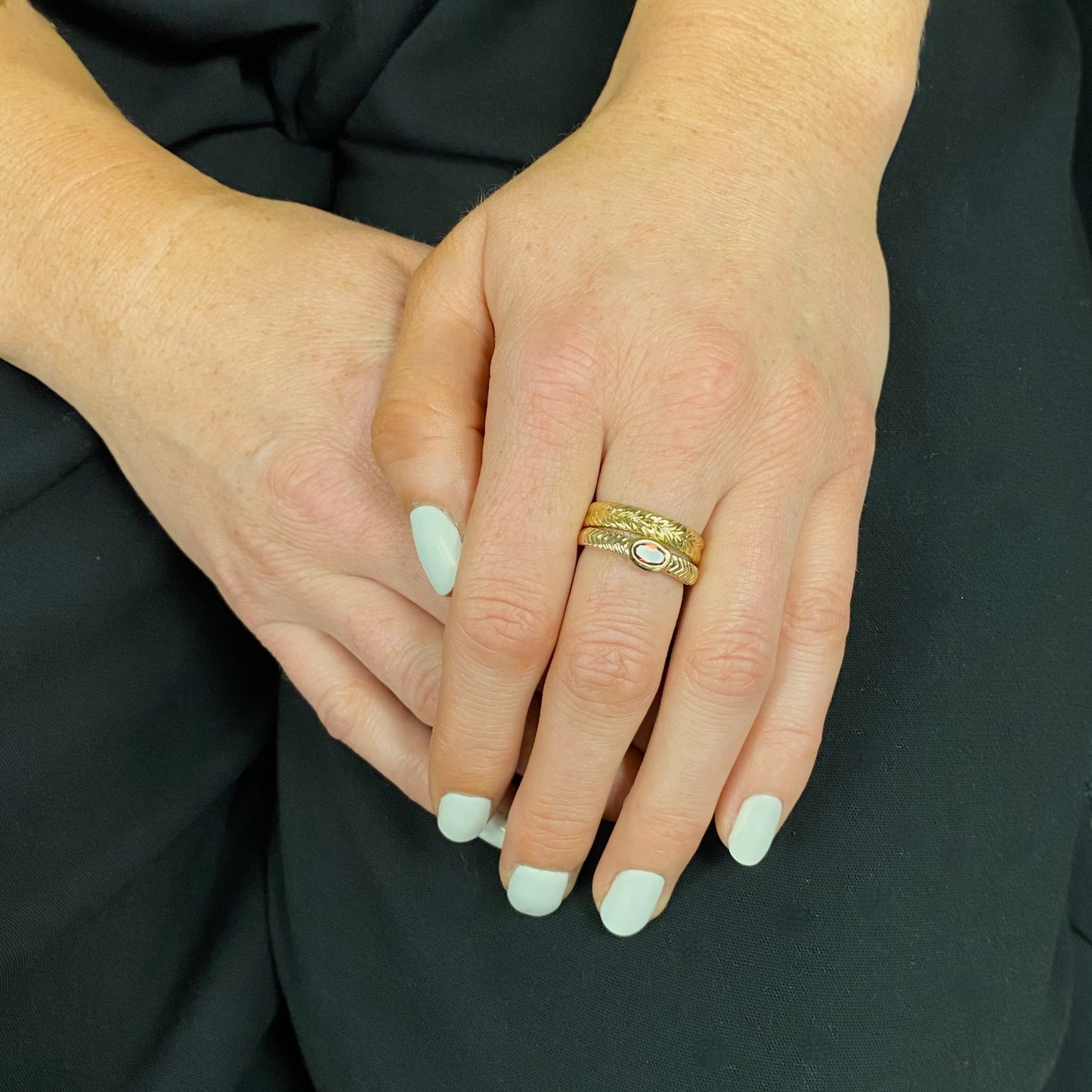 Chevron Stacking Band Ring in 14K Yellow Gold Sterling Silver