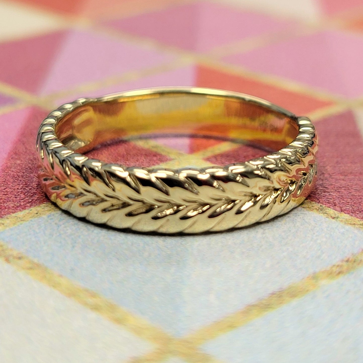 Chevron Stacking Band Ring in 14K Yellow Gold Sterling Silver