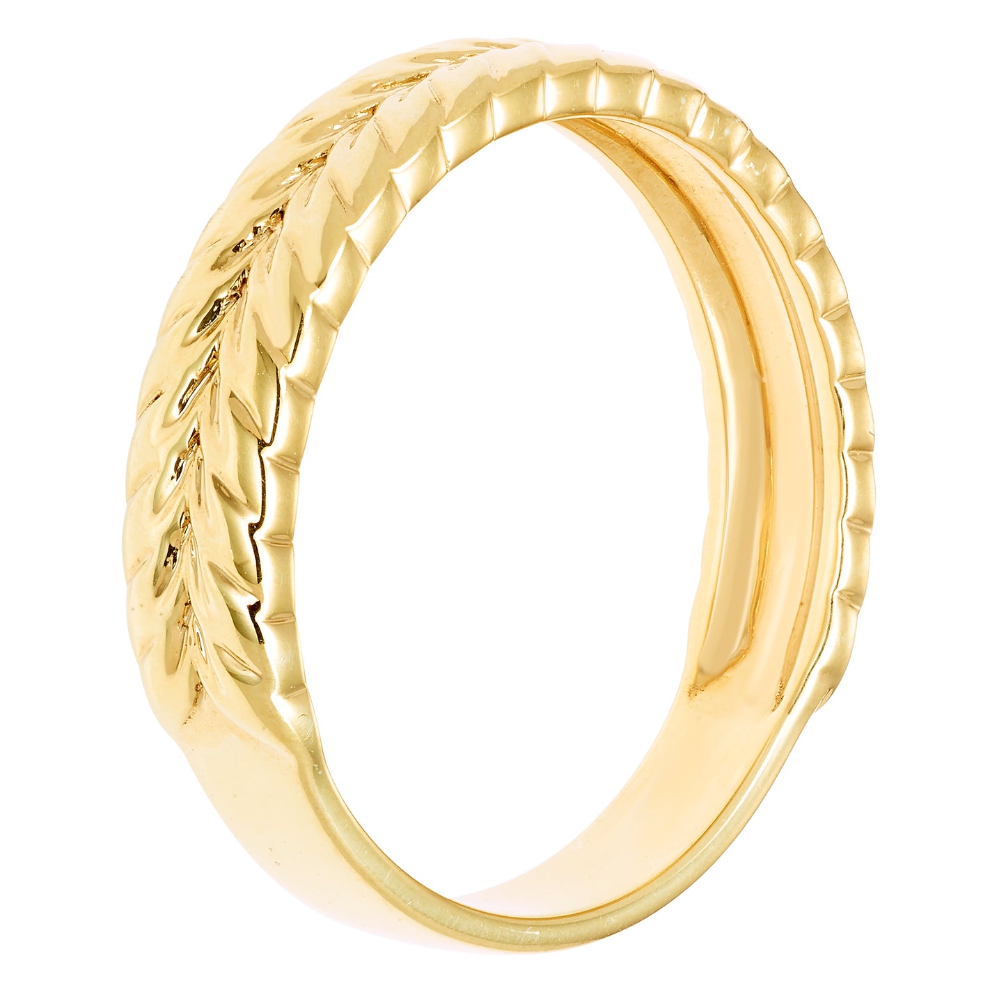 Chevron Stacking Band Ring in 14K Yellow Gold Sterling Silver
