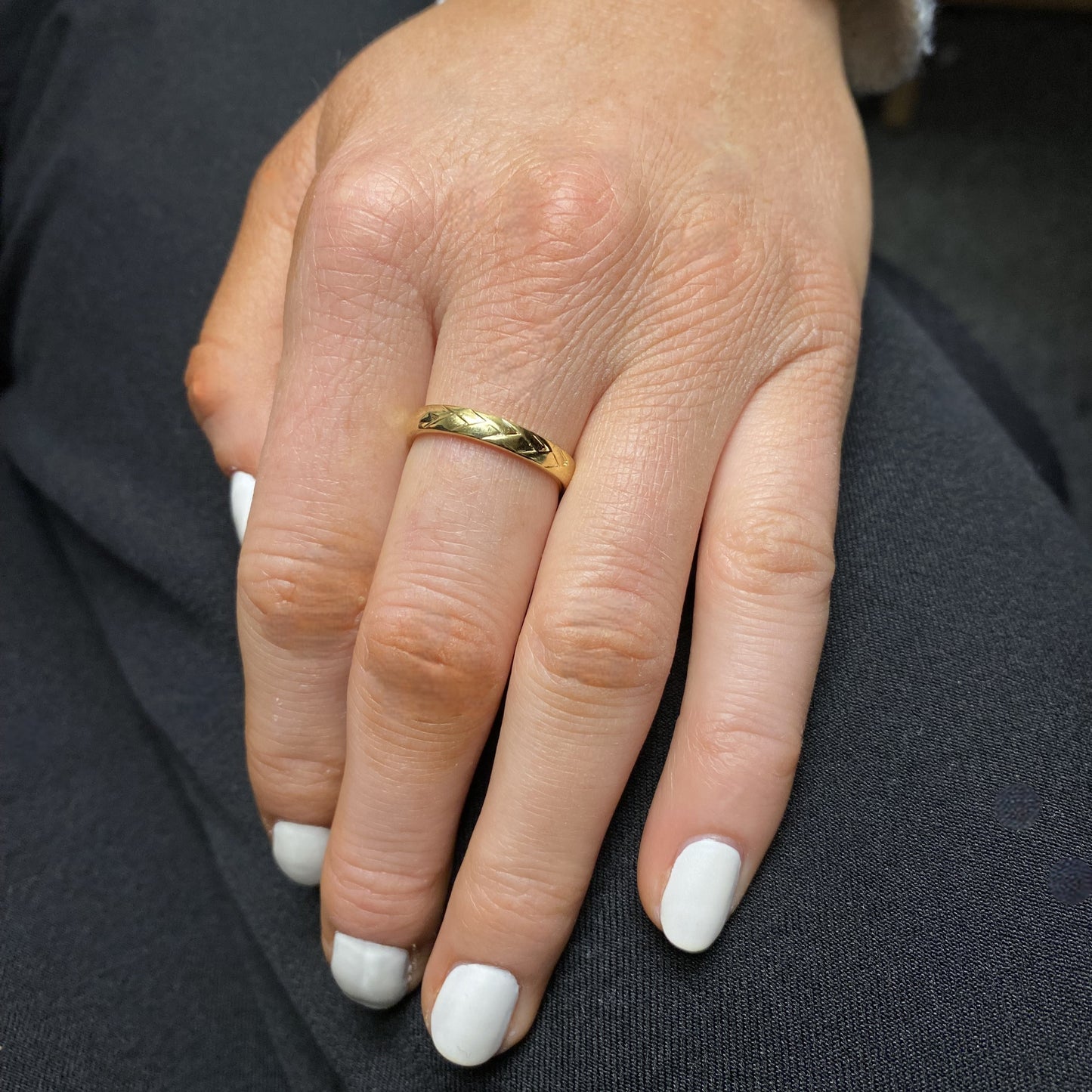 Woven strands Stacking Ring in 14K Yellow Gold Plated Silver
