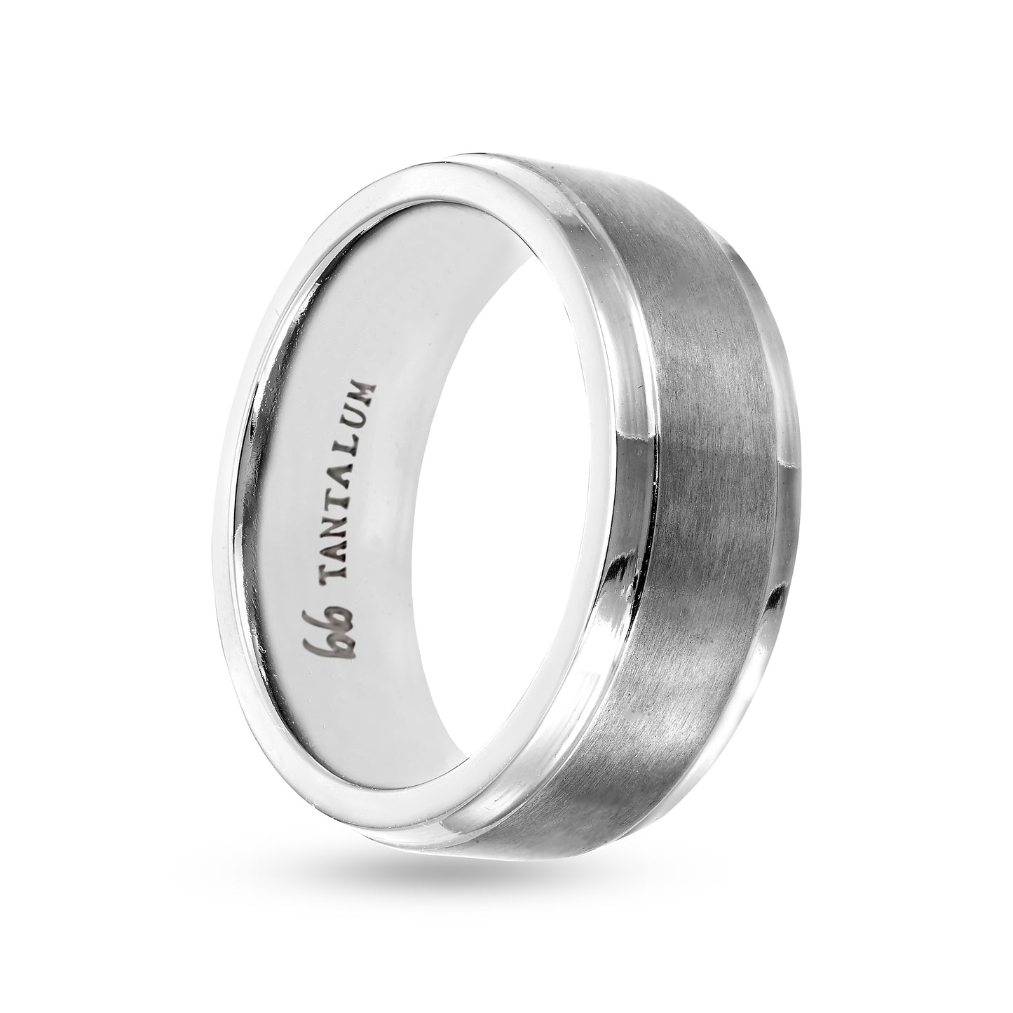 8mm Tantalum Brushed Matte Center & High-Polish Edges Band Ring