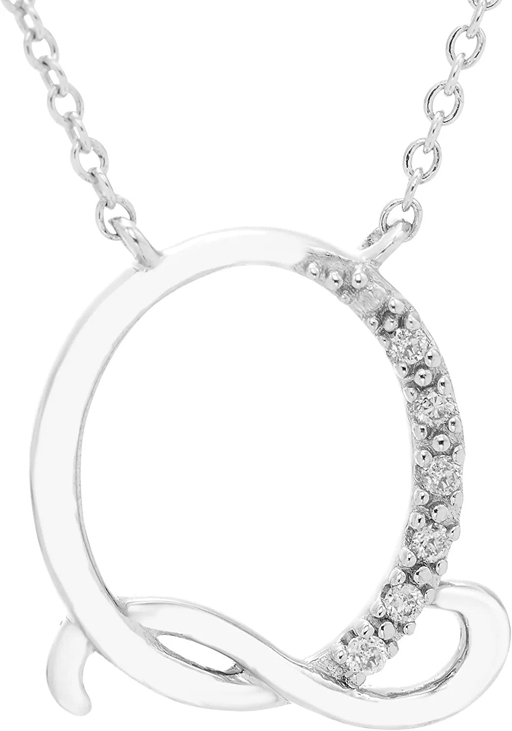 Diamond Initial Necklace, Adjustable 18”-20” in Sterling Silver - Choice of Letter