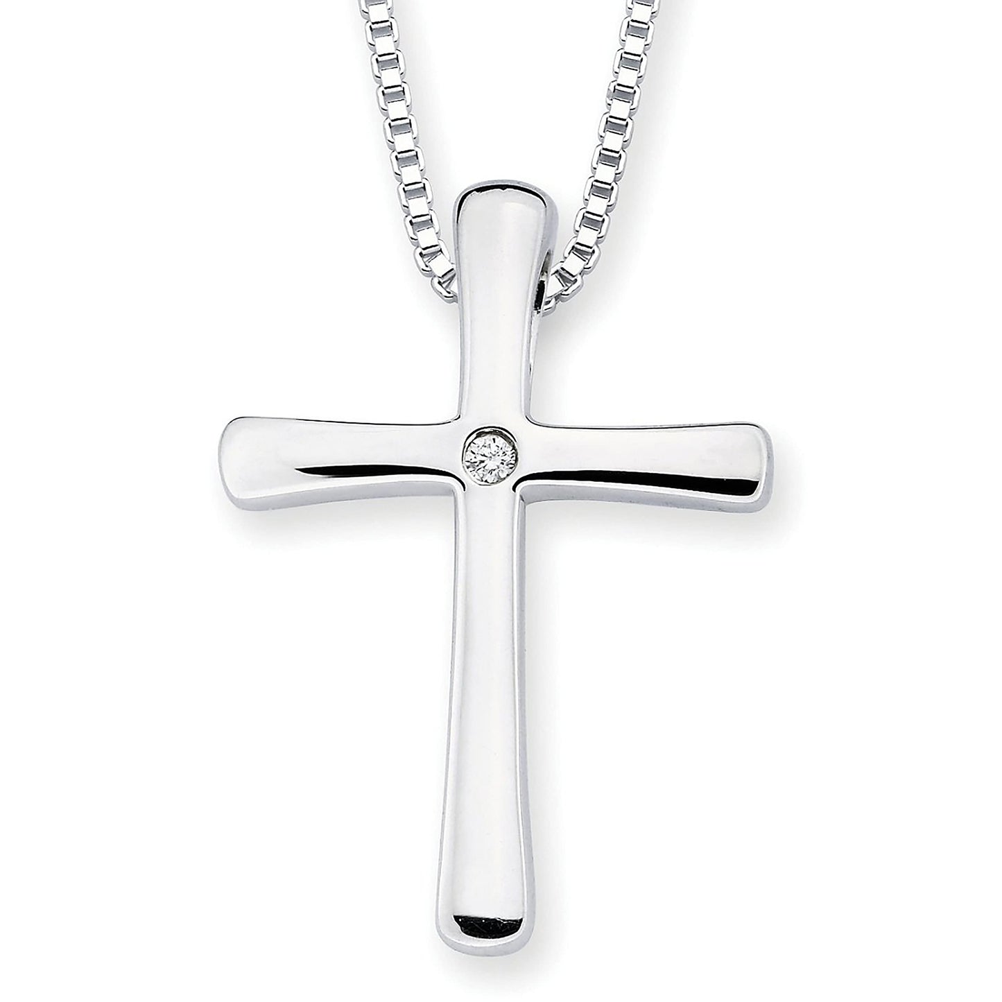 Genuine Diamond Cross Pendant in Sterling Silver