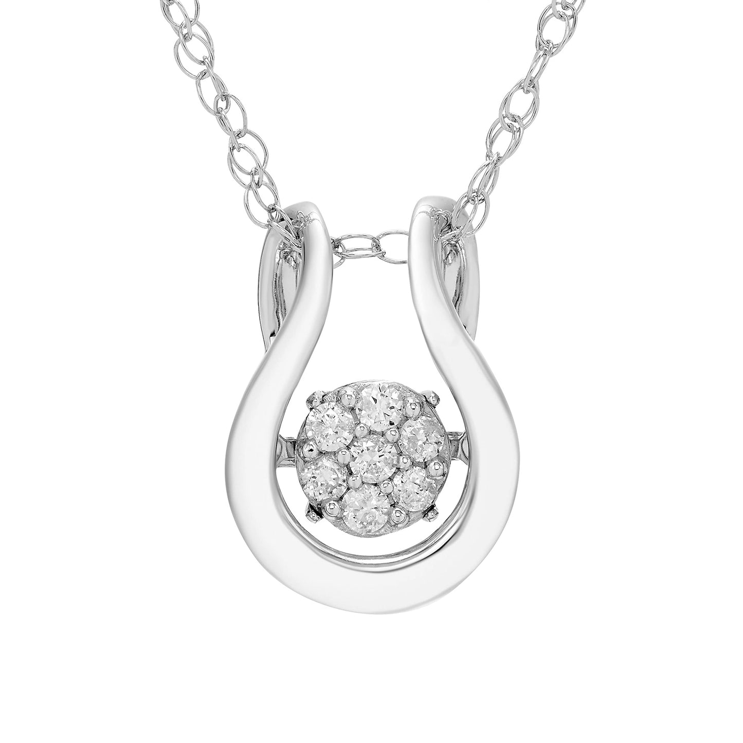 1/10cttw Genuine Dancing Diamond Composite Horseshoe Pendant in Sterling Silver