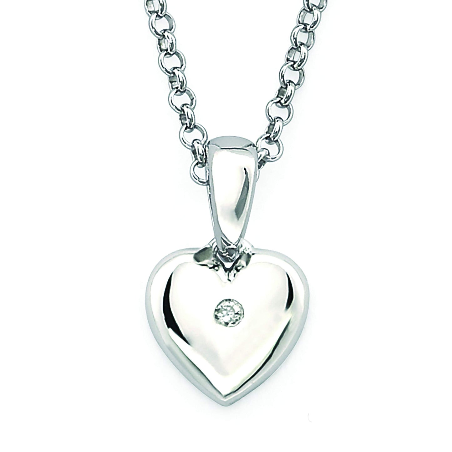 Genuine Diamond Children's Heart Pendant in Sterling Silver