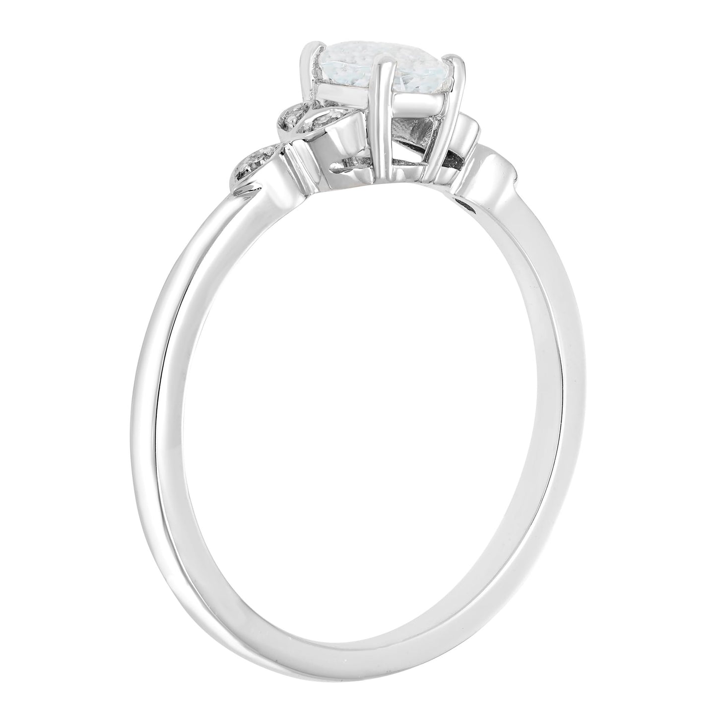Aquamarine & Diamond Ring in 10K White Gold