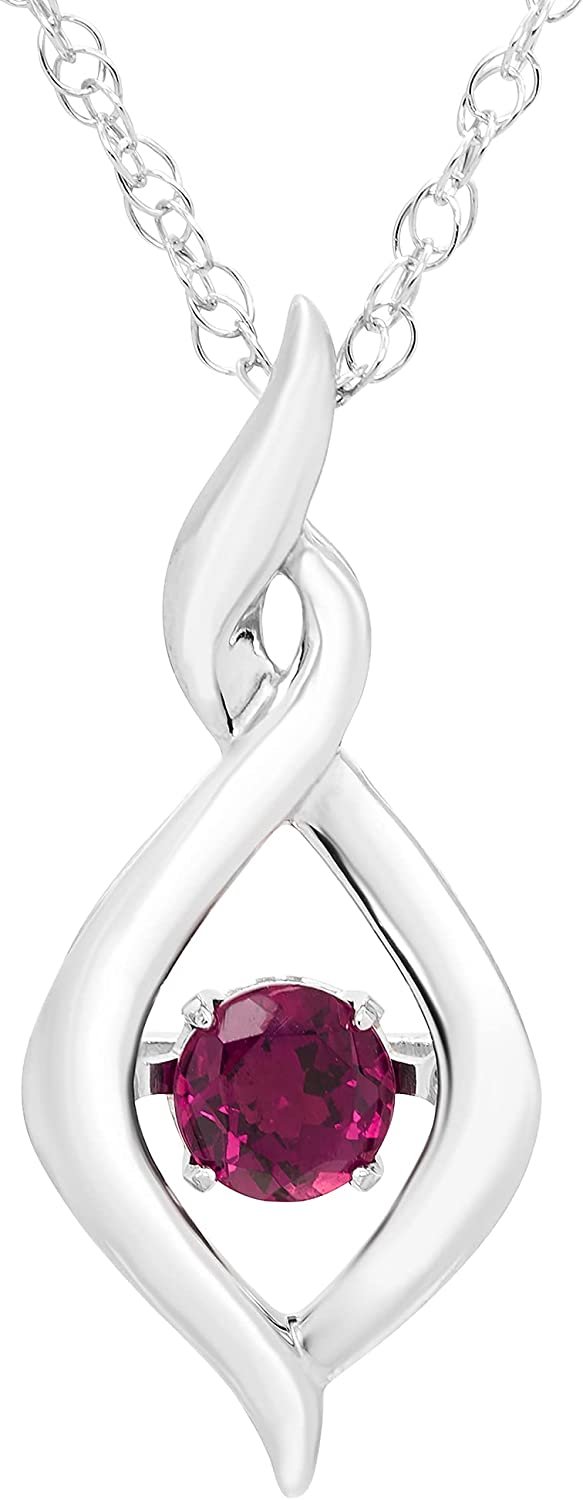 Genuine Pink Tourmaline Dancing Gemstone Infinity Pendant in Sterling Silver