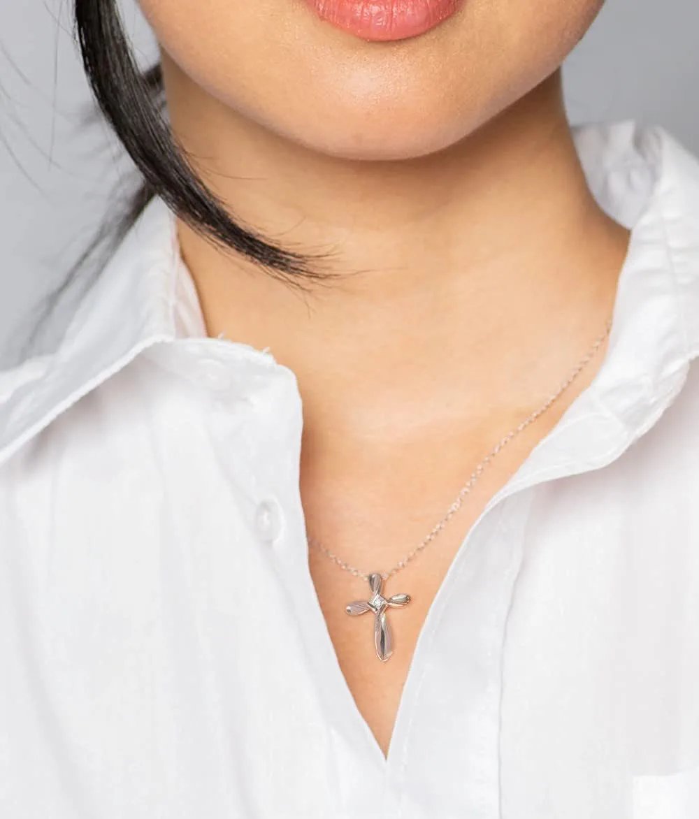 Sterling Silver Lab-Grown Alexandrite Cross Pendant with chain