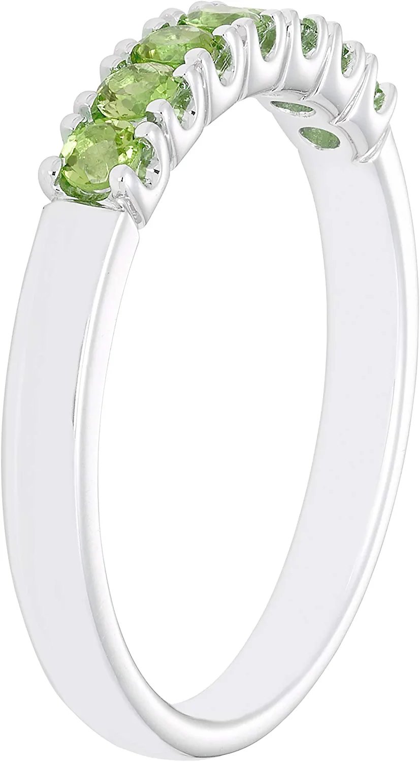 Sterling Silver Genuine Peridot 7-Stone Stacking Ring