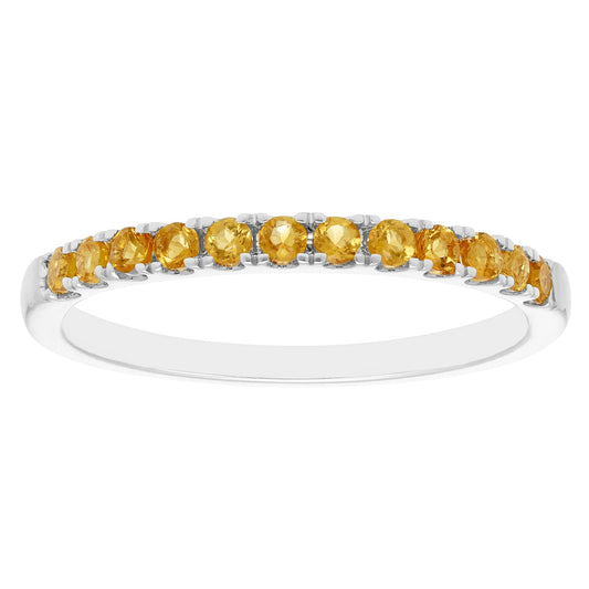 10K White Gold Genuine Citrine Birthstone Stacking Ring