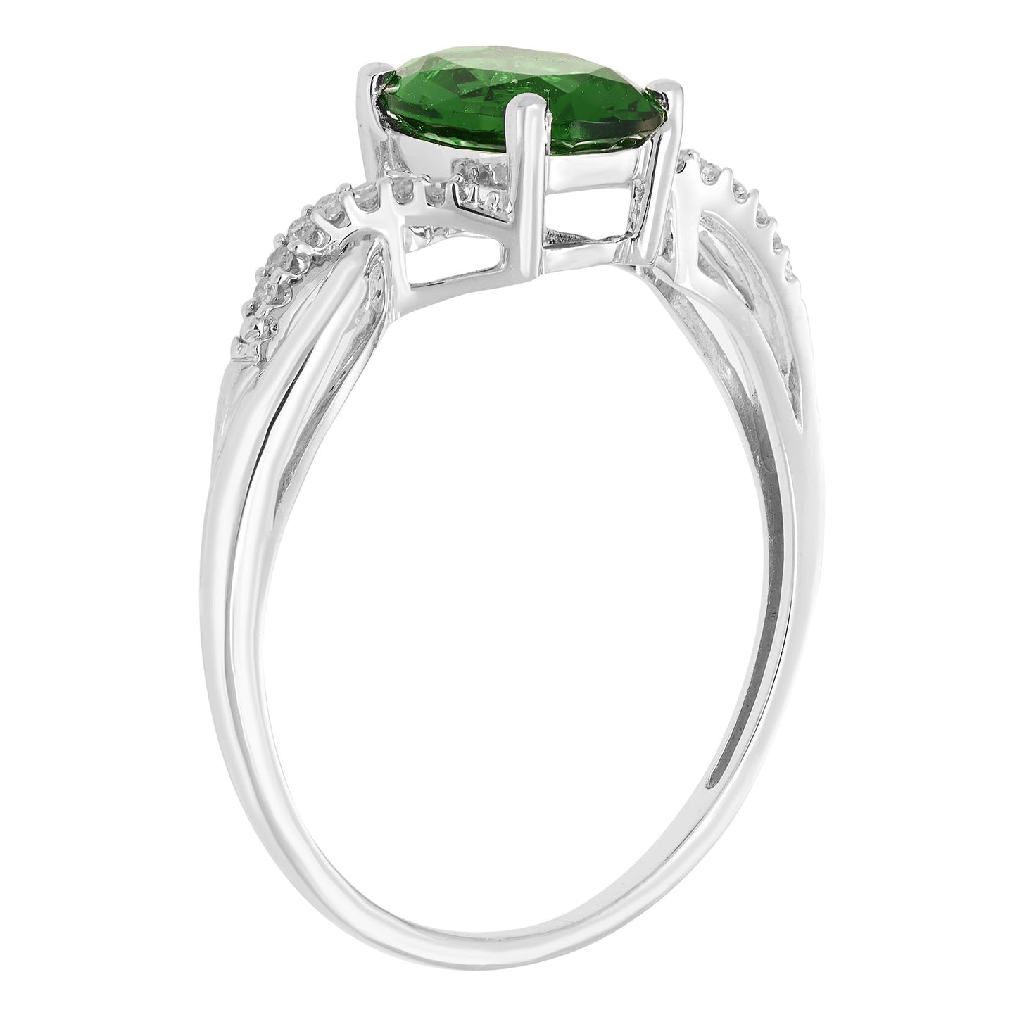 Lab-Grown Emerald & Diamond Ring in Sterling Silver