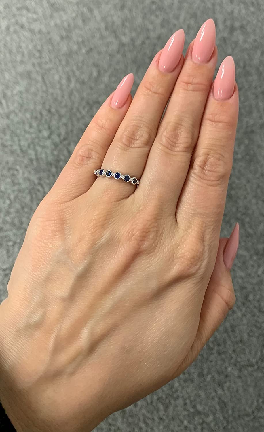 Sterling Silver Lab-Grown Blue Sapphire & Genuine Diamond Stacking Ring