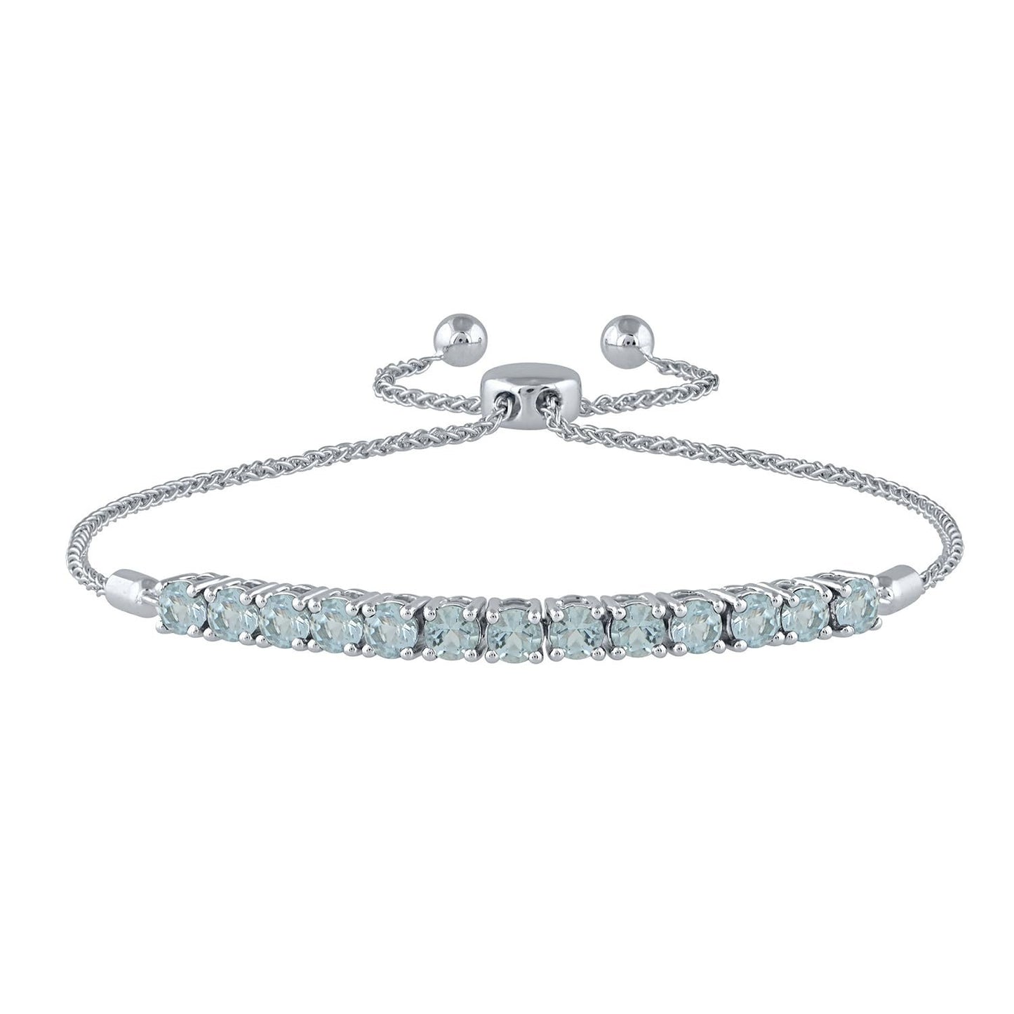 Blue Topaz Sterling Silver Bolo Bracelet