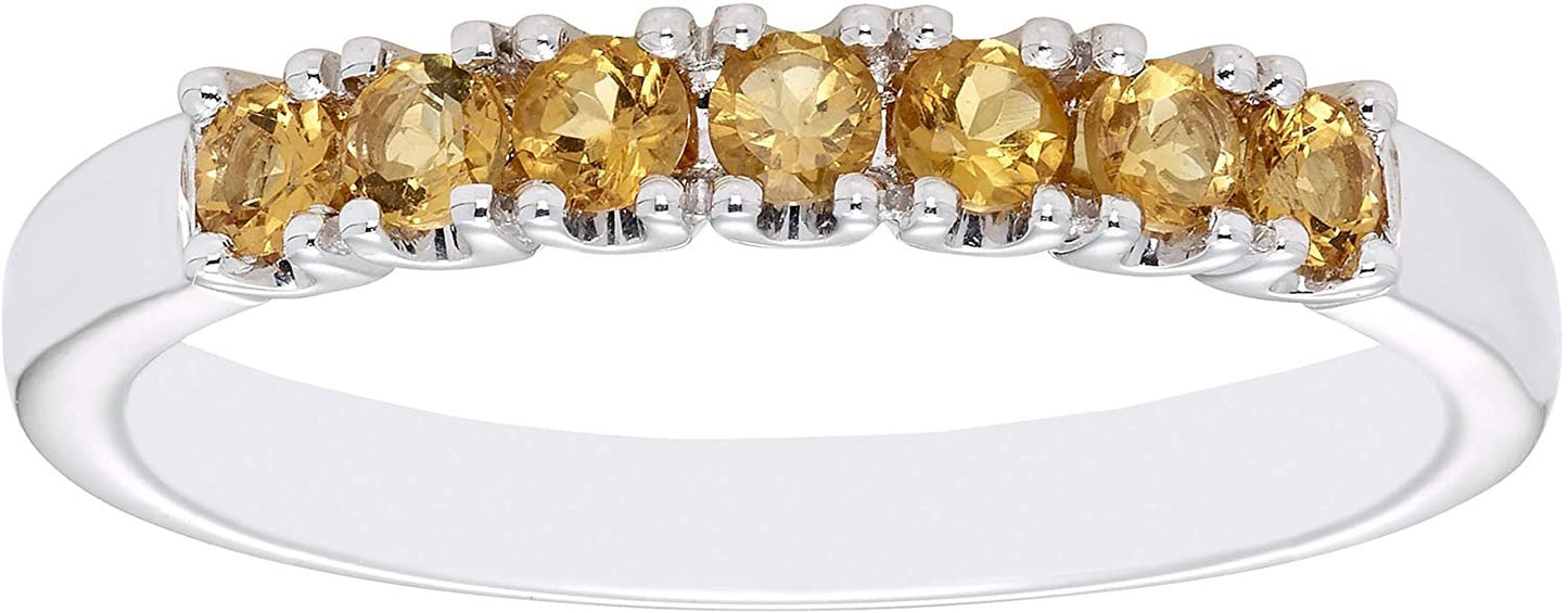 Sterling Silver Genuine Citrine 7-Stone Stacking Ring