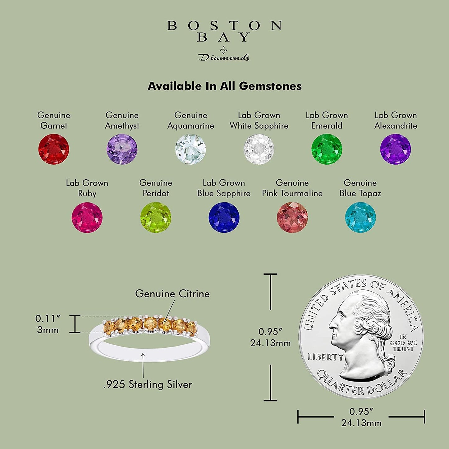 Sterling Silver Genuine Citrine 7-Stone Stacking Ring