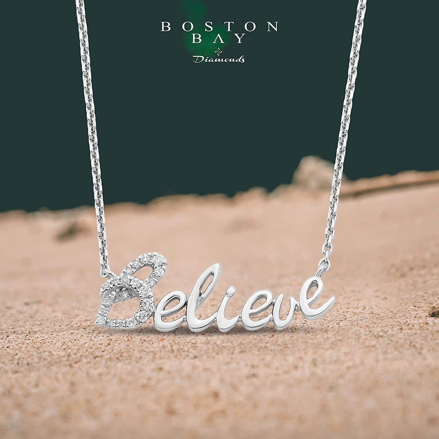 1/12cttw Genuine Diamond Believe 20" Necklace in Sterling Silver