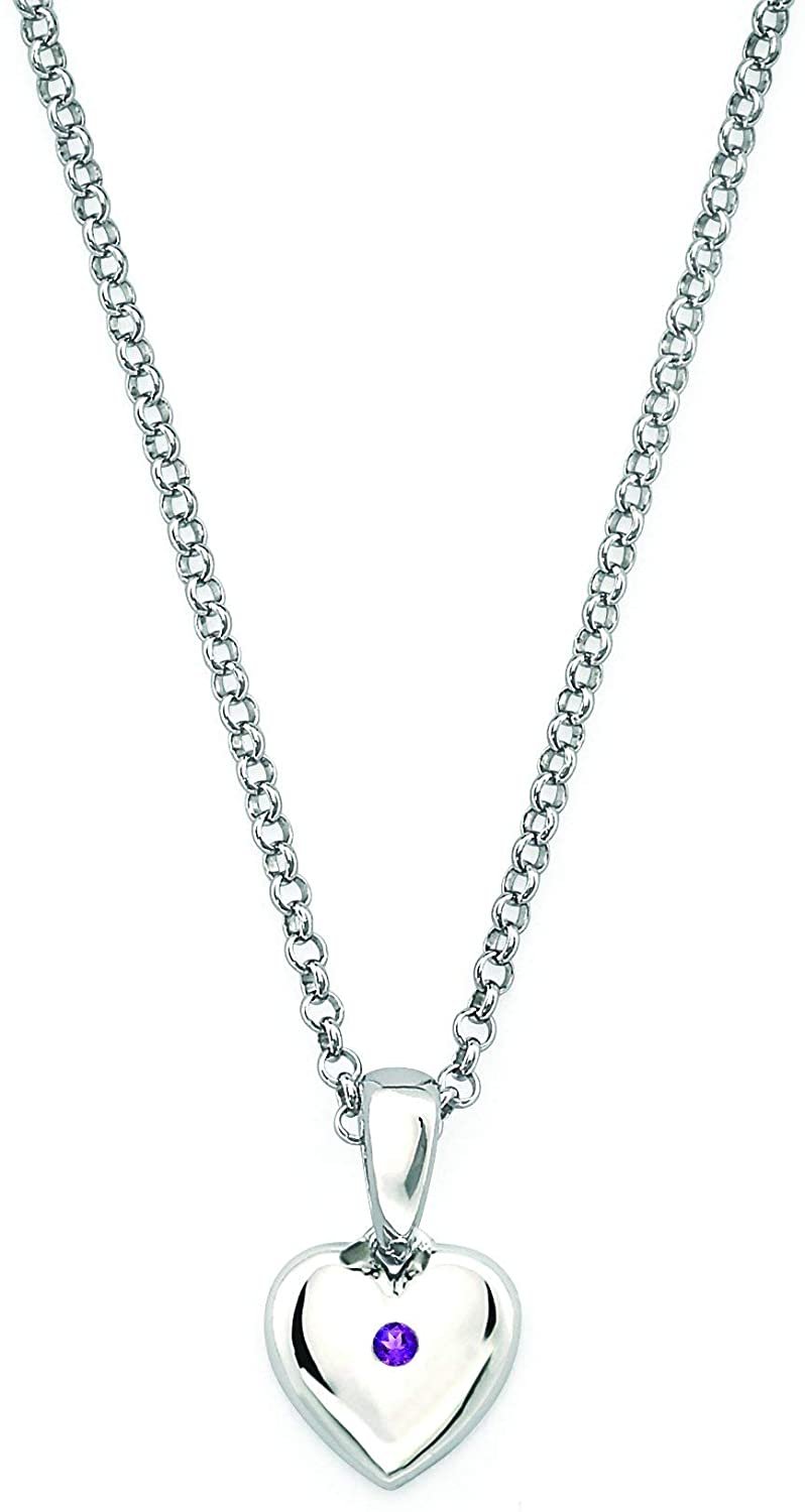 Simulated Amethyst Birthstone Children's Heart Pendant in Sterling Silver