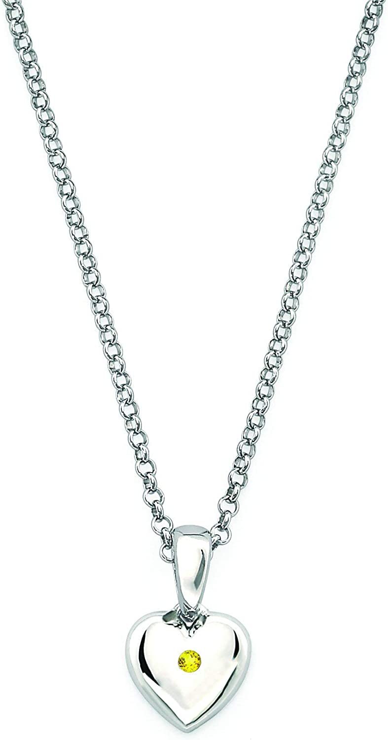 Simulated Citrine Birthstone Children's Heart Pendant in Sterling Silver