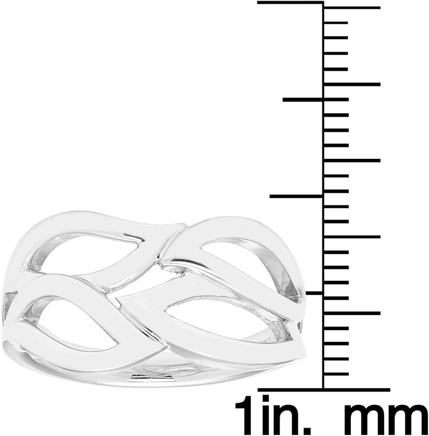 Sterling Silver Leaf Motif Wide Band Ring