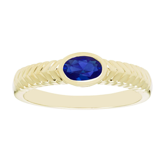Oval Lab-Grown Sapphire Ring in 14K Yellow Gold Plated Sterling Silver