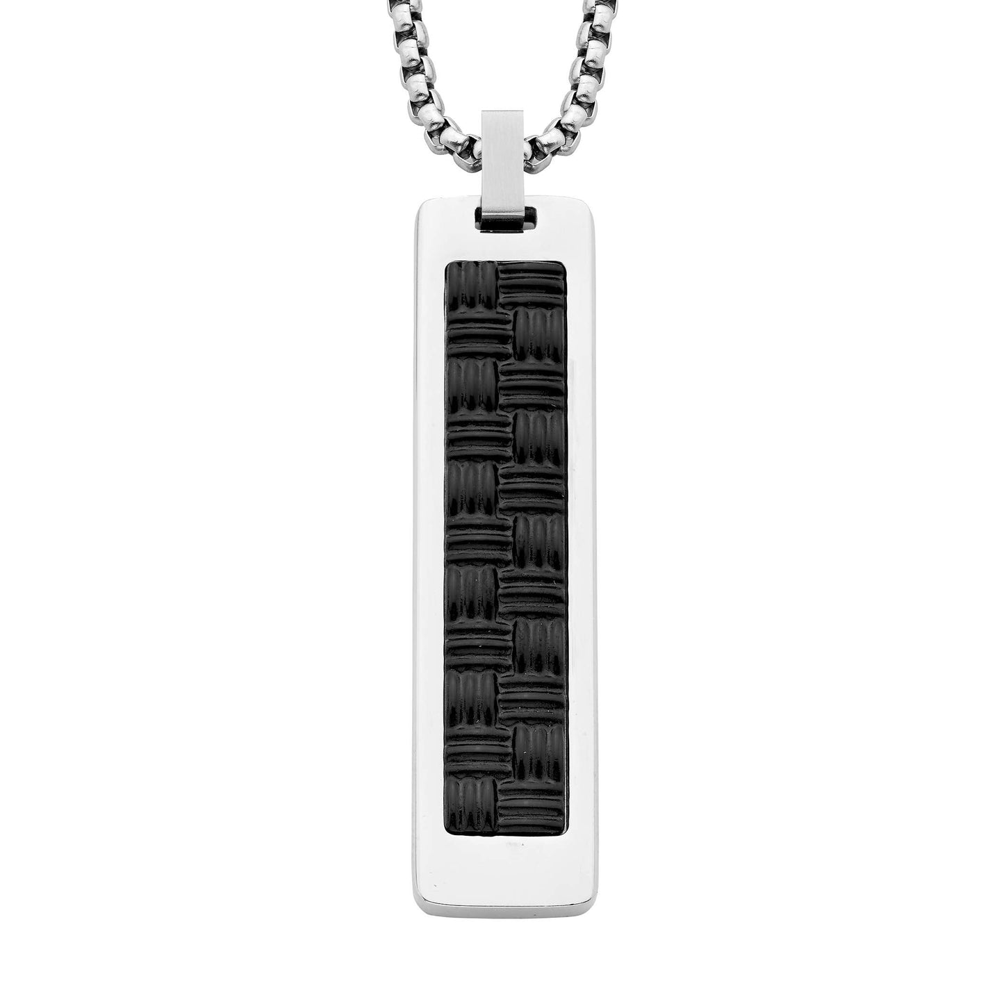 Bar Pendant in IP Black Sterling Silver with 24" Box Chain