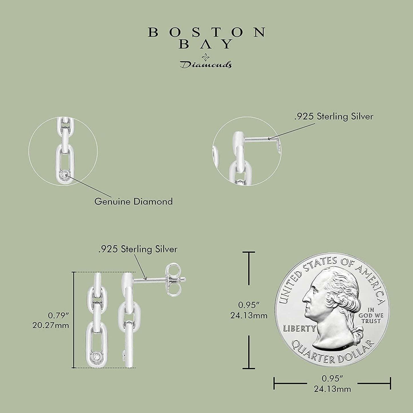Diamond Accented Paperclip Drop Earrings in Sterling Silver