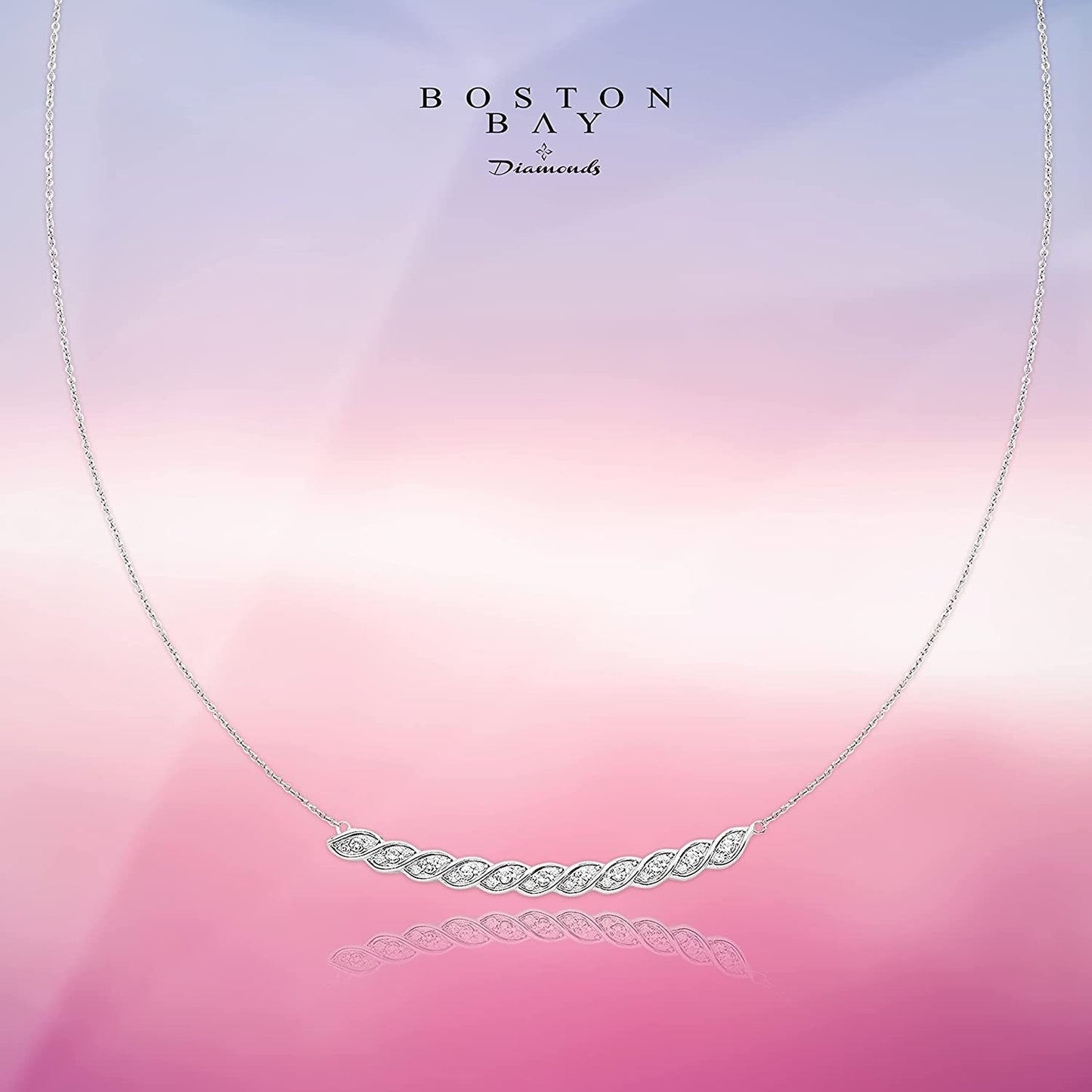 Sterling Silver Lab-Grown White Sapphire & 1/10cttw Diamond Necklace, 20" cable chain