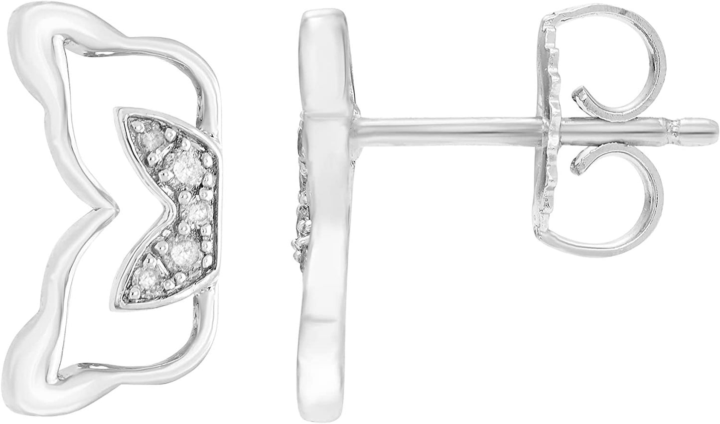 1/15cttw Diamond Butterfly Wing Earrings in Sterling Silver