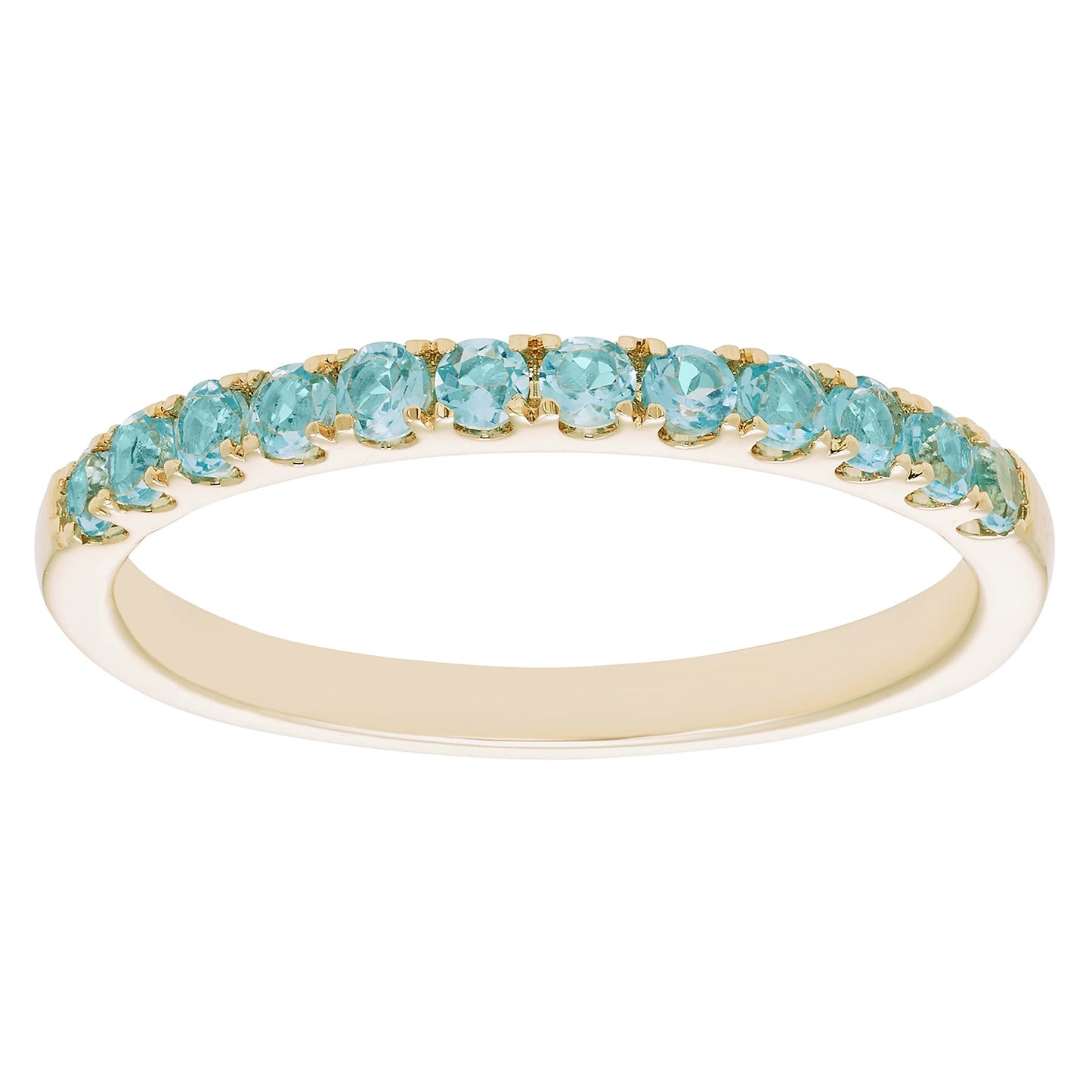 10K White Gold Genuine Blue Topaz Birthstone Stacking Ring