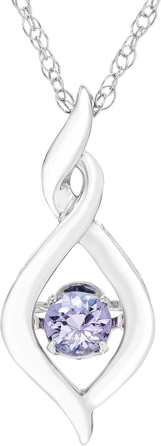 Genuine Tanzanite Dancing Gemstone Infinity Pendant in Sterling Silver