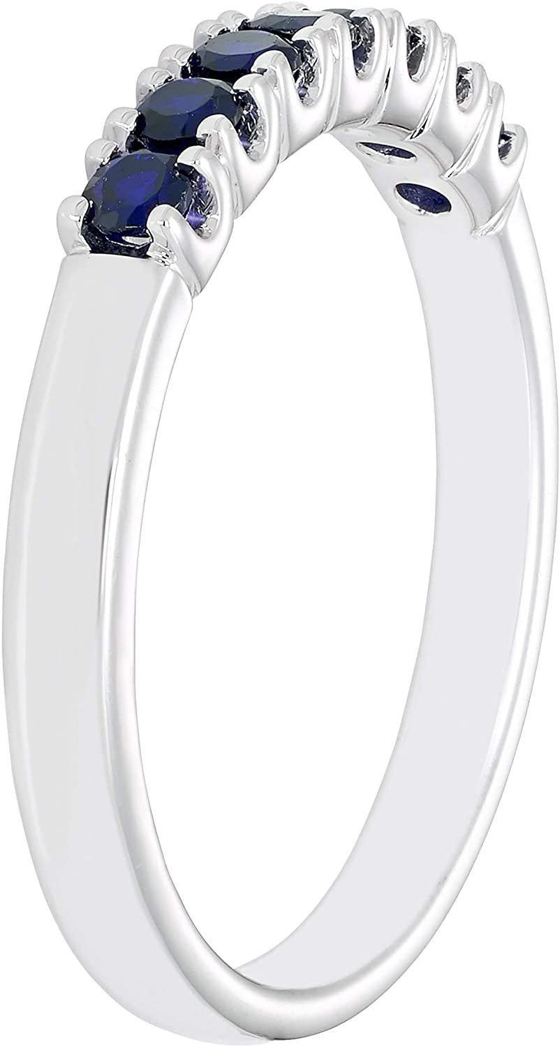 Sterling Silver Lab-Grown Blue Sapphire 7-Stone Stacking Ring