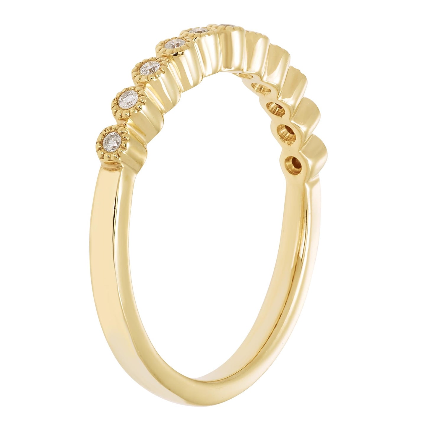 1/10cttw Diamond Stacking Ring in 14K Yellow Gold Plated Silver